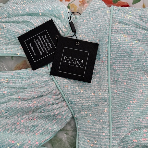 Mac Duggal 11274 Halter Neckline Asymmetrical Dress, Aqua Size: 8 100% Authentic - Picture 7 of 9